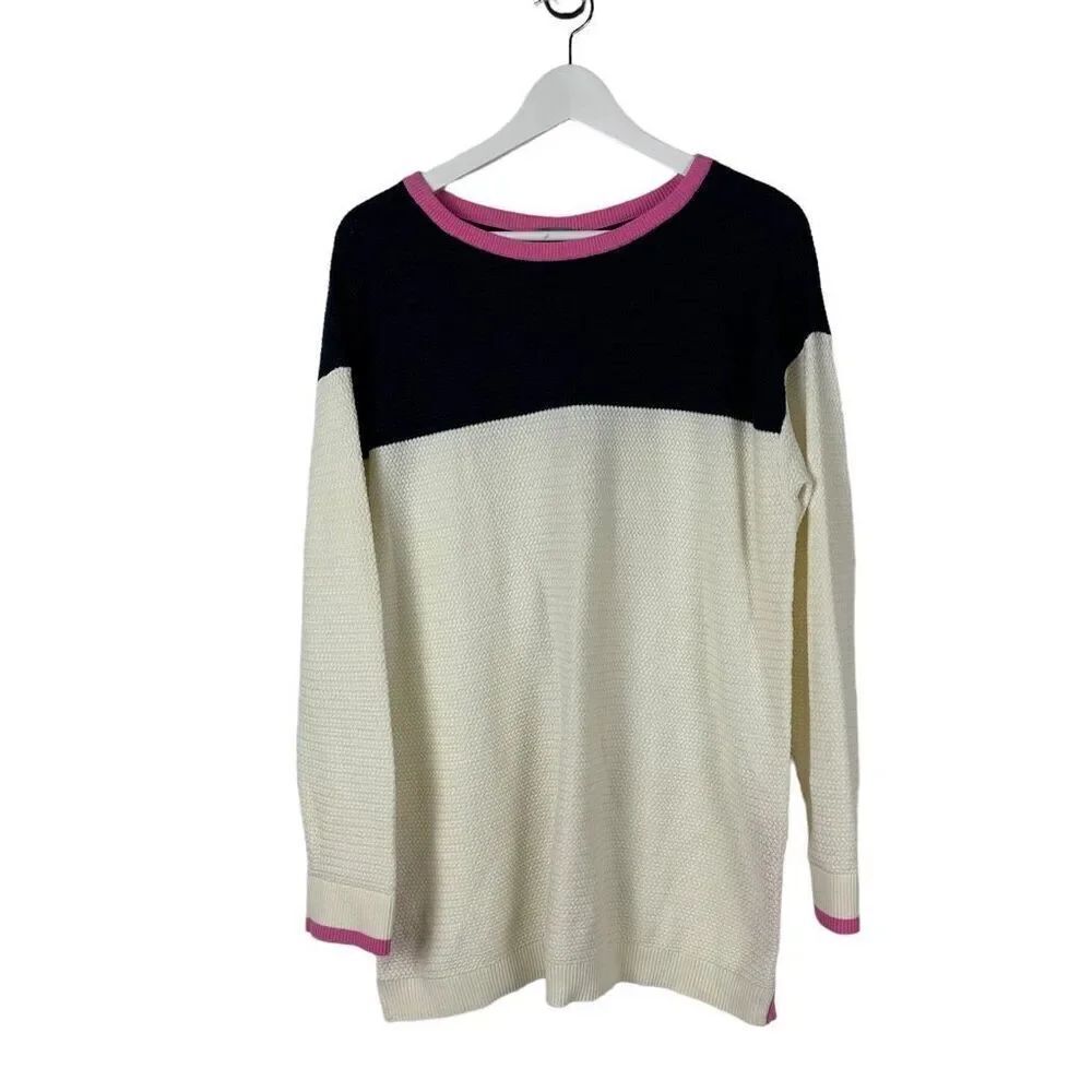 T by Talbots Color Block Waffle Knit Sweater size XL Petite